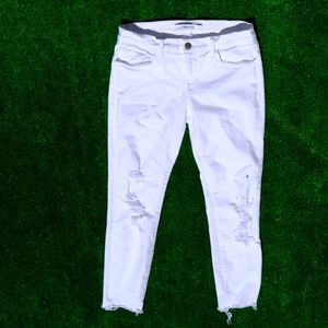 J Brand White Ripped Skinny Jeans